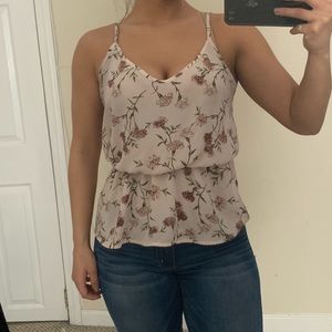 Floral peplum-tank